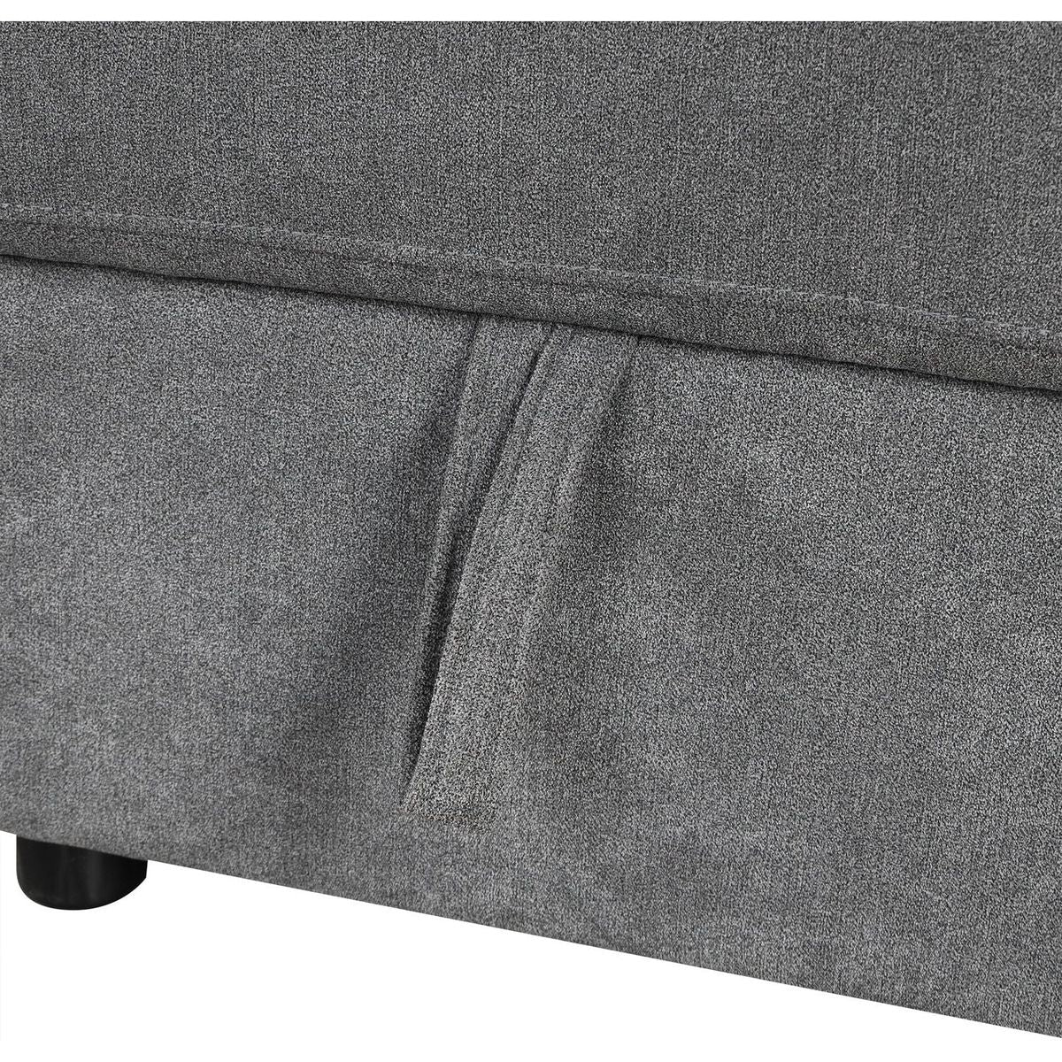 109" U-shaped Sectional Sofa Pull-out Sofa Bed with Two USB Ports, a Storage Chaise Lounge and Four Back Pillows for Living Room, Grey