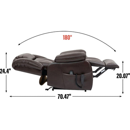Dual Motor Infinite Position Up to 350 LBS Electric Medium size Brown Power Lift Recliner Chair with 8-Point Vibration Massage and Lumbar Heating
