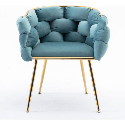 Luxury modern simple leisure velvet single sofa chair bedroom lazy person household dresser stool manicure table back chair blue