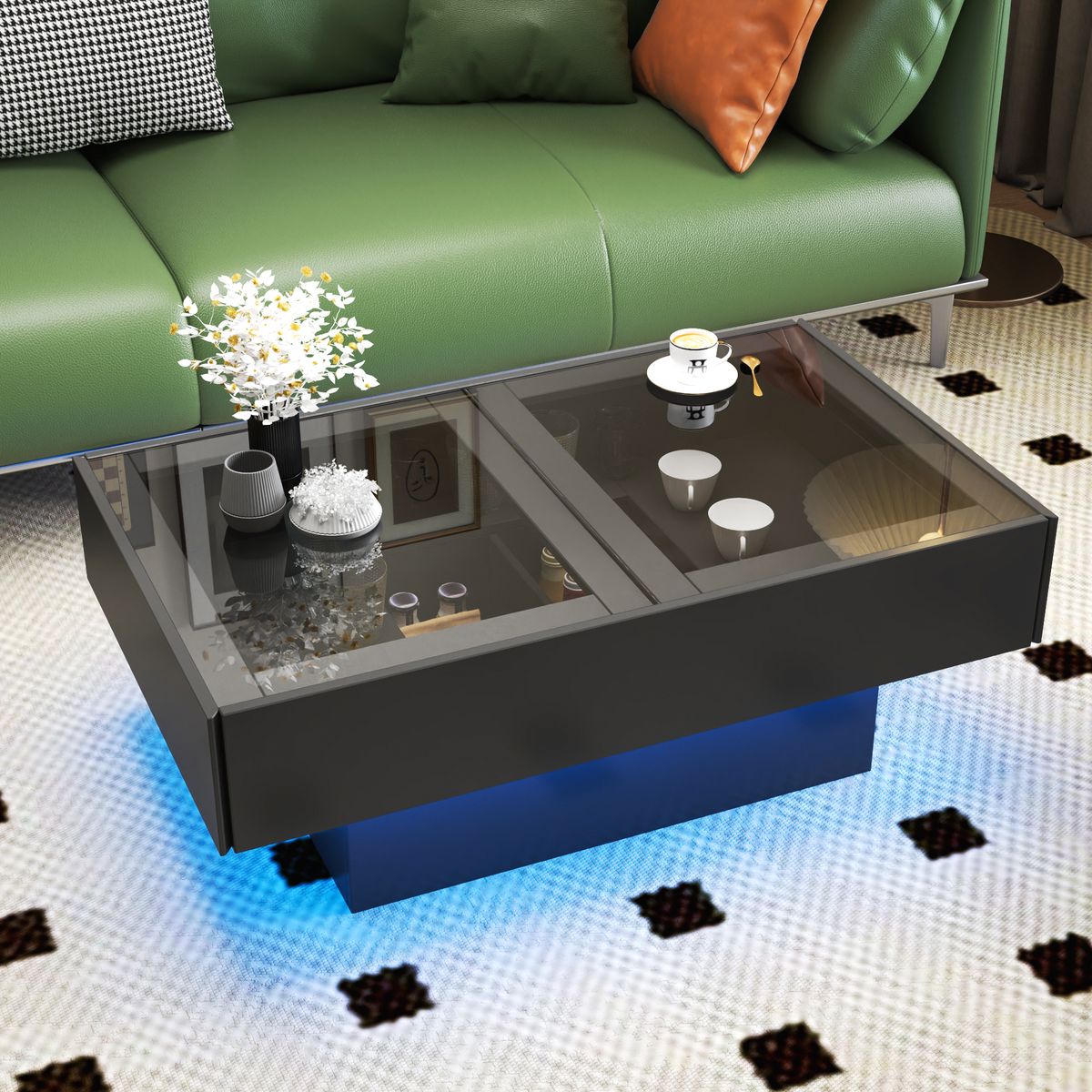 Coffee Table with Sliding Tabletop, Center Table with Hidden Storage Compartment, Extendable Table  for Living Room