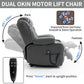 Dual Motor Infinite Position Up to 350 LBS Leatheraire Power Lift Recliner Chair, Heavy Duty Motion Mechanism with 8-Point Vibration Massage and Lumbar Heating, Stainless steel Cup Holders, Grey