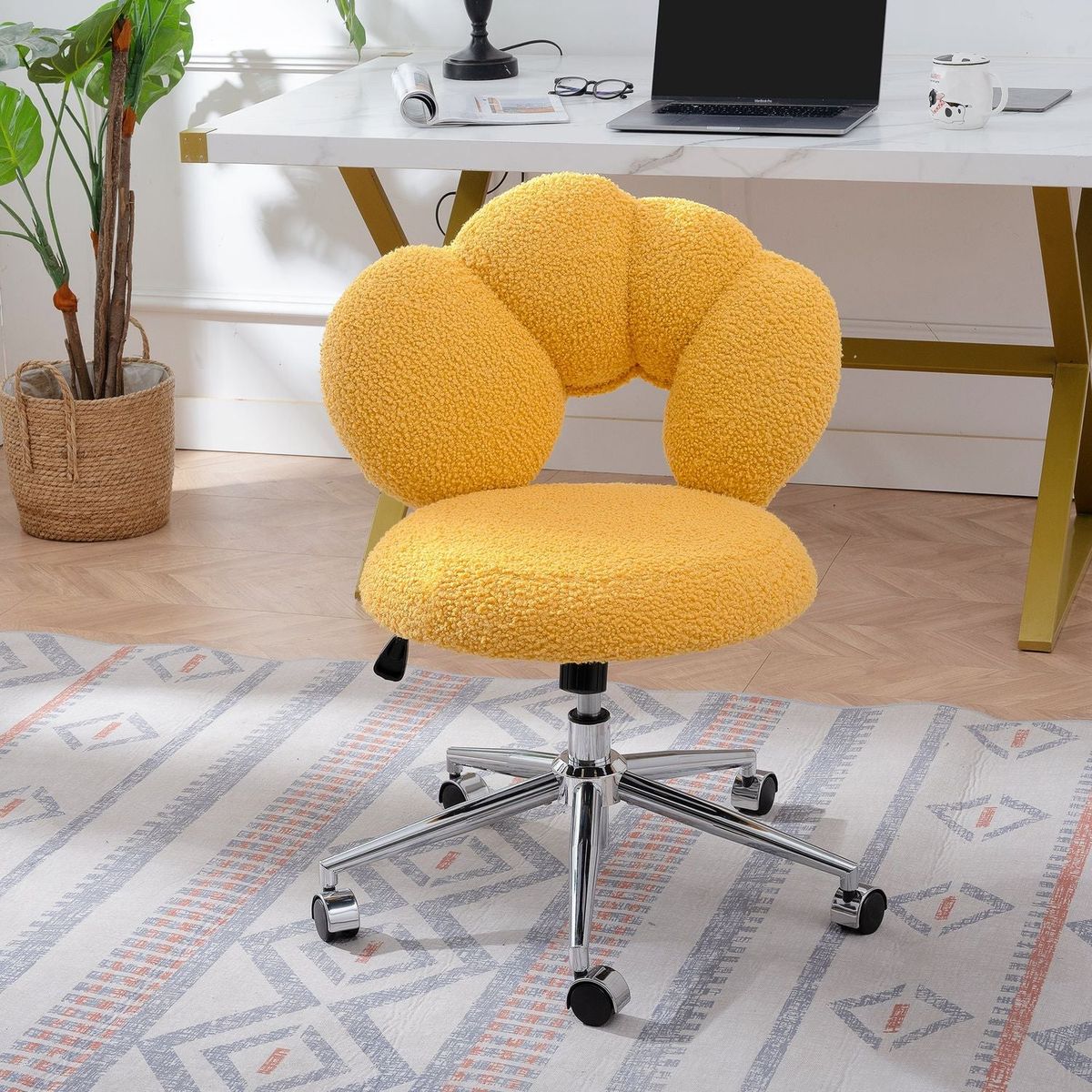 360Swivel Height Adjustable,Swivel Chair,Teddy fabric,home office chair