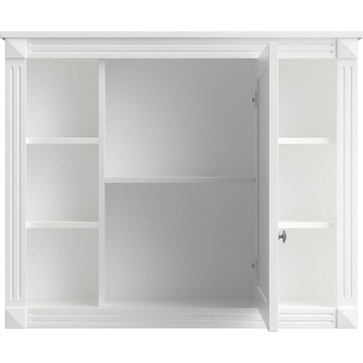 35" x 28" Wall Mounted Bathroom Storage Cabinet, Medicine Cabinet, Modern Bathroom Wall Cabinet with Mirror, Mirror Cabinet with 6 Open Shelves (Not Include Bathroom Vanity)