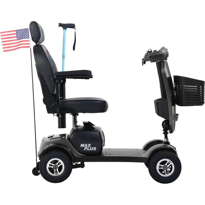 MAX PLUS GREY 4 Wheels Outdoor Compact Mobility Scooter with 2pcsx20AH Lead acid Battery, 16Miles, USB Charger Port & Cup Holders, 300W Motor