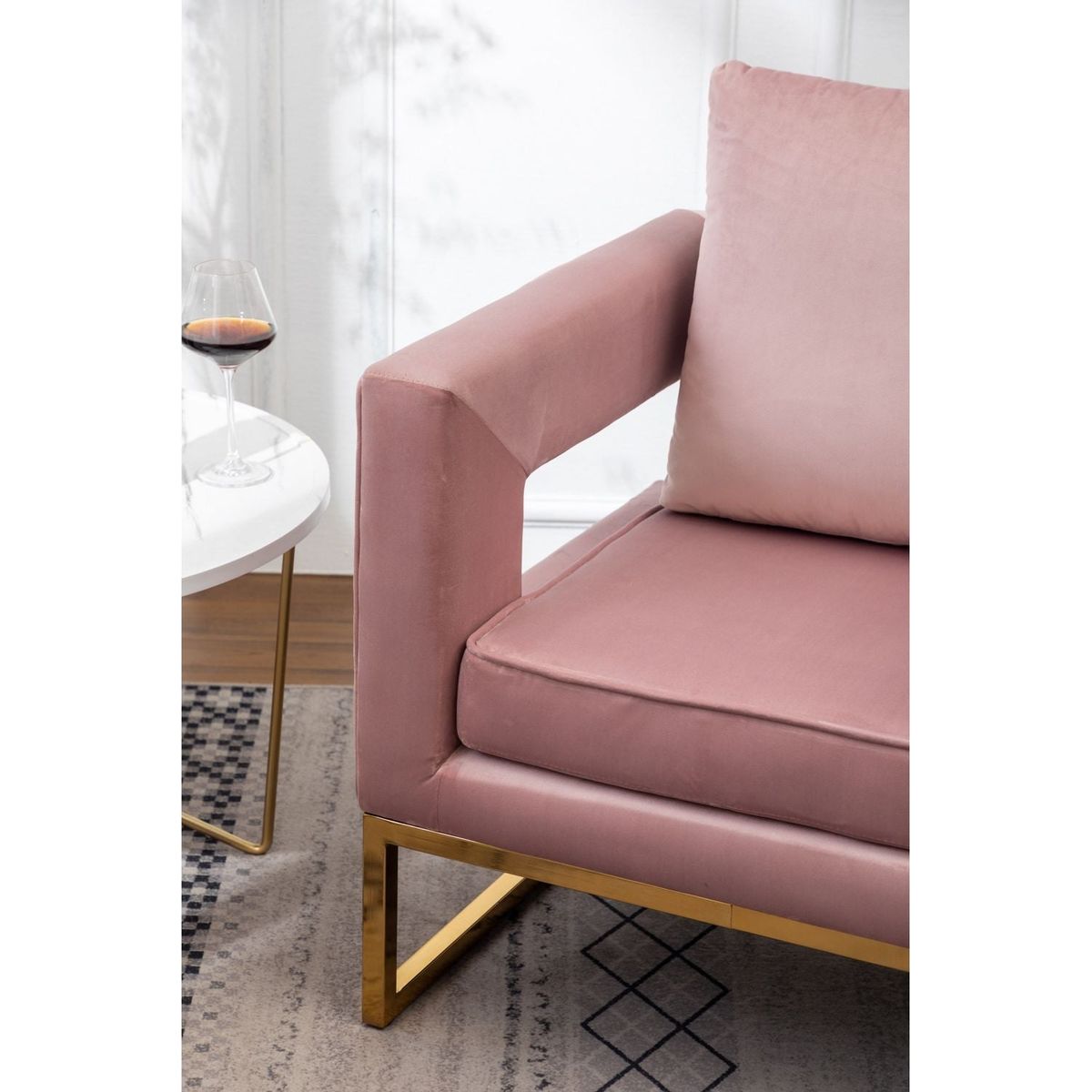 Lenola Contemporary Upholstered Accent Arm Chair, Pink