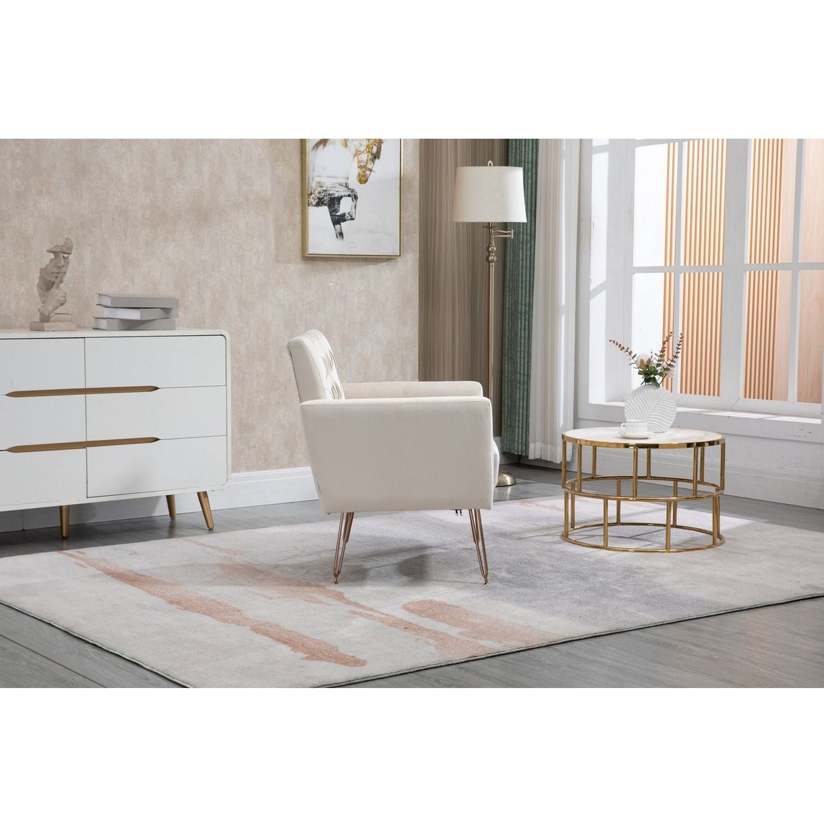 Accent Chair, leisure single sofa with Rose Golden feet