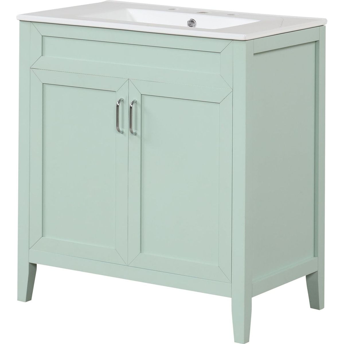 30" Bathroom Vanity with Sink, Multi-functional Bathroom Cabinet with Doors and Drawers, Solid Frame and MDF Board, Green