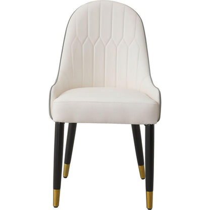 Modern Dining Chairs Set of 2 pcs Faux leather Dining Chair with Metal legs for Living Room/Dining Room/Reception Room(White+Gray)
