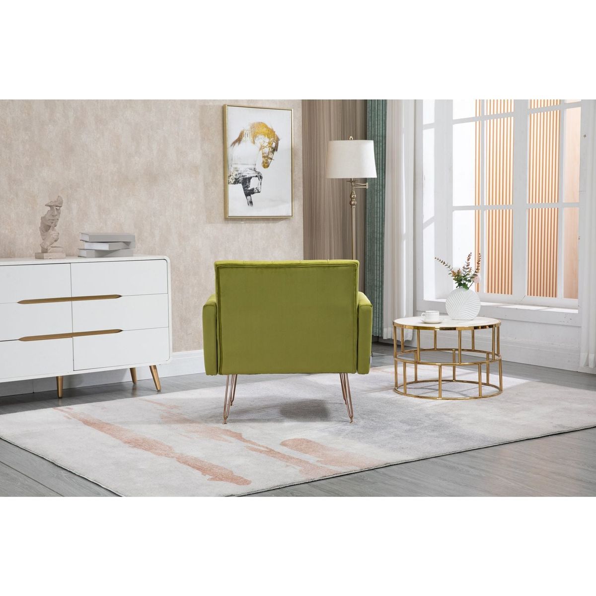 Accent Chair, leisure single sofa with Rose Golden feet