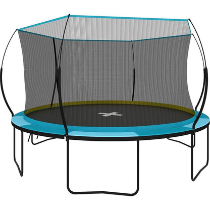 YC 14FT Recreational Trampolines with Enclosure for Kids and Adults with Patented Fiberglass Curved Poles Pumpkin-Blue