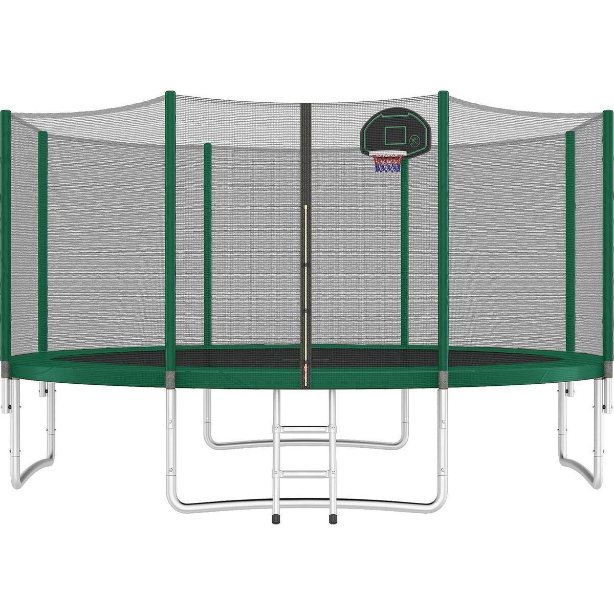 14FT Trampoline for Kids with Safety Enclosure Net, Basketball Hoop and Ladder, Easy Assembly Round Outdoor Recreational Trampoline