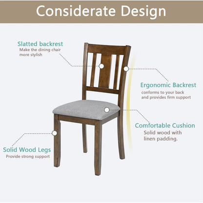 Dining Chairs set for 4,Kitchen Chair with Padded Seat, Side Chair for Dining Room, Walnut