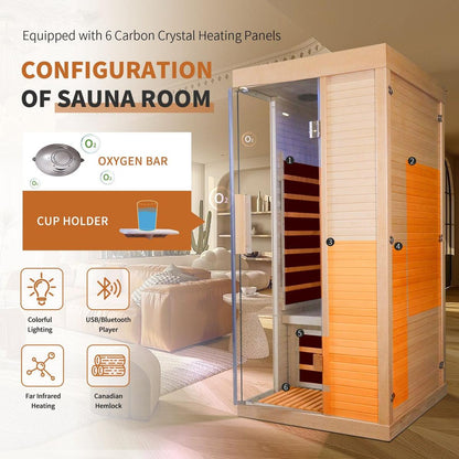 Canadian hemlock single sauna room