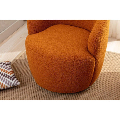 Teddy Fabric Swivel Accent Armchair Barrel Chair With Black Powder Coating Metal Ring,Caramel