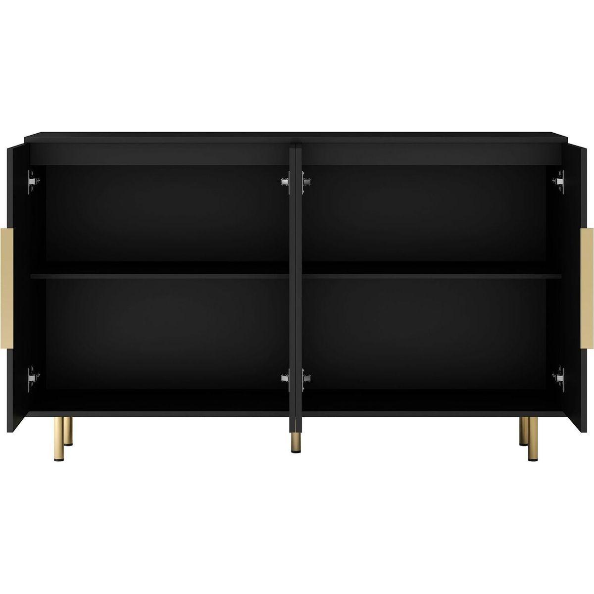 White Modern Buffet Cabinet with Storage, Fluted Sideboard Large Buffet with Adjustable Shelves, Credenza, Accent Cabinet Console Table