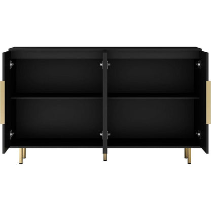 White Modern Buffet Cabinet with Storage, Fluted Sideboard Large Buffet with Adjustable Shelves, Credenza, Accent Cabinet Console Table