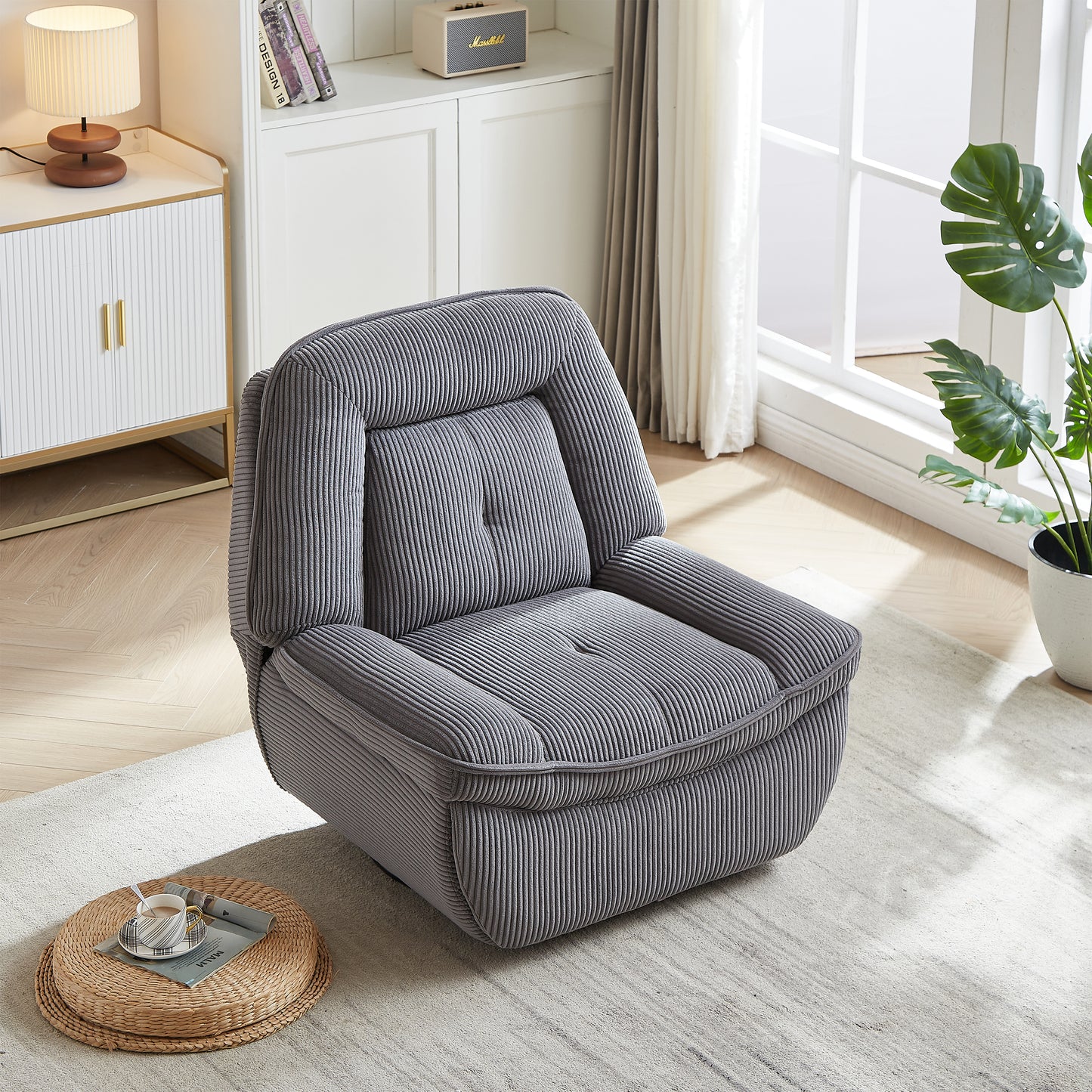 360 Degree Corduroy Swivel Upholstered Manual Recliner Chair,Theater Recliner Sofa,Nursery Glider Rocker for Living Room