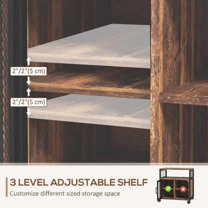 Vinsetto Mobile Printer Stand with Socket & USB Ports, Rustic Brown