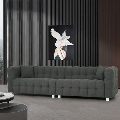 inch gray teddy velvet sofa with two throw pillows in living room Bedroom apartment sofa supported by hardware feet
