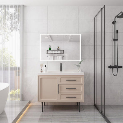 Bathroom Medicine Cabinet with Lights, 36x24 Inch LED Medicine Cabinet with Mirror, Double Door Lighted Medicine Cabinet with Defogger, Dimmer, Clock & Temp Display, 2 Outlets & USB Ports