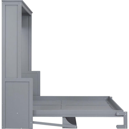 Queen Size Murphy Bed with a Shelf, Gray