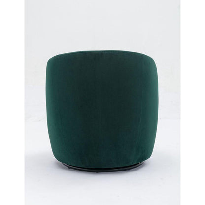 Velvet Fabric Swivel Accent Armchair Barrel Chair With Black Powder Coating Metal Ring,Green