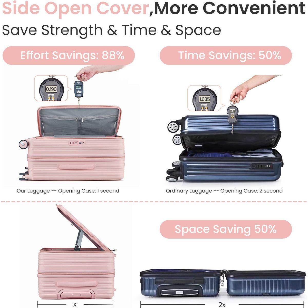 Luggage Sets 3 Piece(20/24/28), Expandable Carry On Luggage with TSA Lock Airline Approved, 100% PC Hard Shell and Lightweight Suitcase with Front Pocket and Spinner Wheels