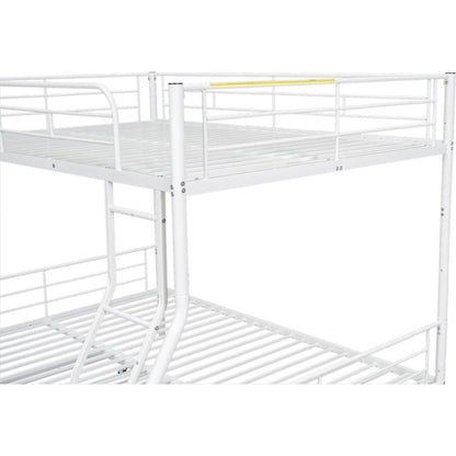 Full XL Over Queen Metal Bunk Bed with Trundle, White