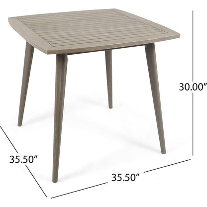 Outdoor Square Acacia Wood Dining Table with Straight Legs, Gray