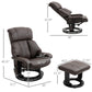 Massage Recliner Chair with Ottoman, 360 Swivel Recliner and Footstool, PU Leather Reclining Chair with Side Pocket and Remote Control, Brown