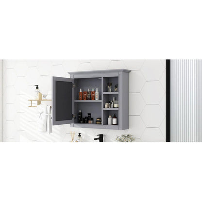 30" x 28" Medicine Cabinet, Wall Mounted Bathroom Storage Cabinet, Modern Bathroom Wall Cabinet with Mirror,Medicine Cabinet, Mirror Cabinet with 3 Open Shelves (Not Include Bathroom Vanity) - Streamdale Furniture