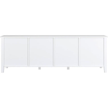 71-inchstylishTVcabinet Entertainment CenterTV stand,TVConsoleTable, Media Console,solidwood frame,Changhong glass door,Metal handle,antique white,canbeplacedin the children's room,bedroom Living Room