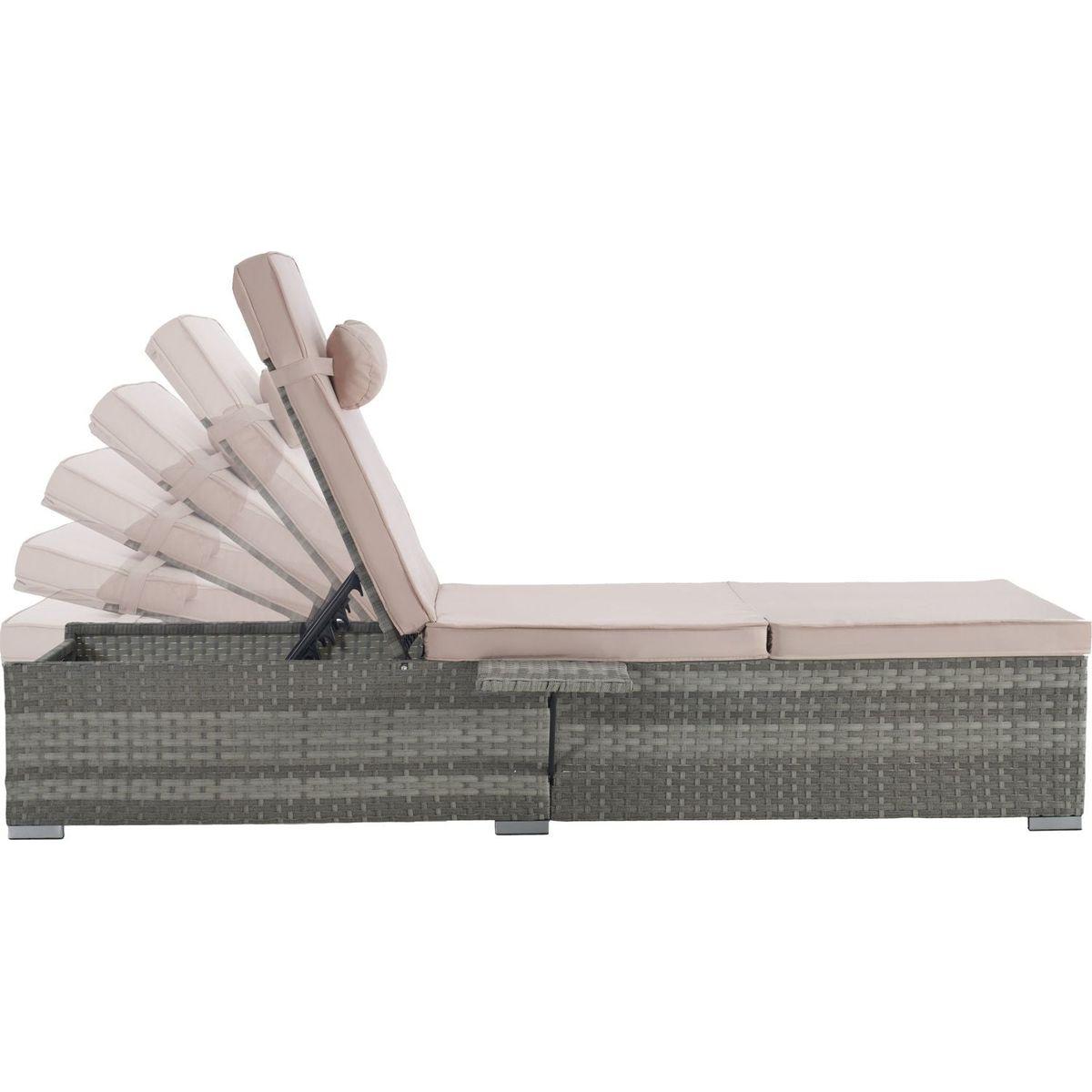 OUTDOOR SOFA PE RATTAN FURNITURE DECK CHAIR GRAY RATTAN