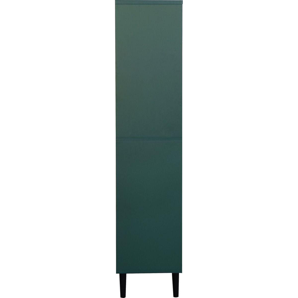 Tall Storage Show Cabinet with 2 Glass Display Door & 2 Doors, Tall Kitchen Pantry Cabinet with Gold Handles, Modern Cabinet Freestanding for Bathroom, Dining Living Room, Green