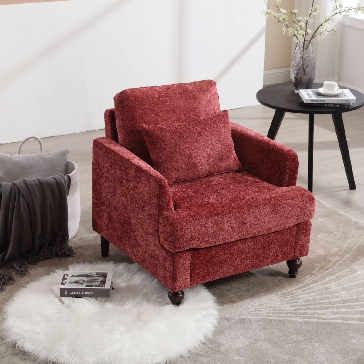 Wood Frame Armchair, Modern Accent Chair Lounge Chair for Living Room