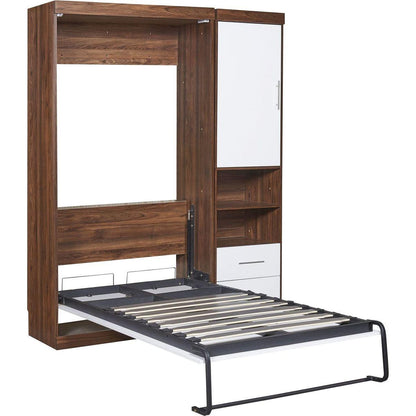 Twin Size Murphy Bed Wall Bed with Cabinet,White