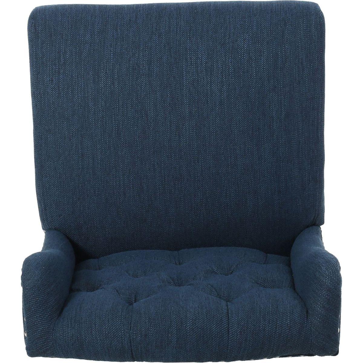 Vienna Contemporary Fabric Tufted Wingback 27 Inch Counter Stools, Set of 2, Navy Blue and Dark Brown - Streamdale Furniture