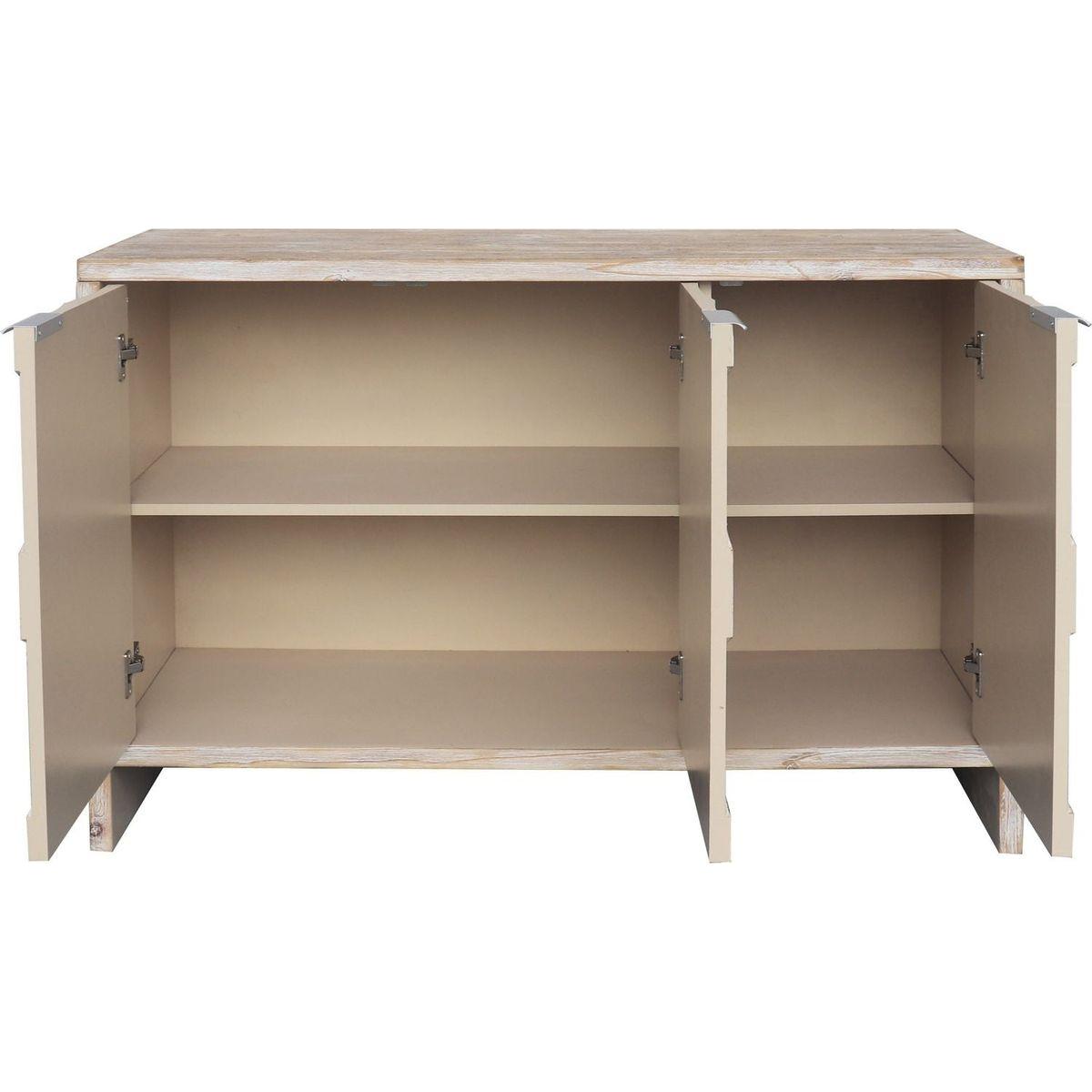 Accent Cabinet Farmhouse Style 3 Door Wooden Cabinet Sideboard Buffet Server Cabinet Storage Cabinet, for Living Room, Entryway, Hallway, Office, Kitchen and Dining Room, Natural Wood Wash