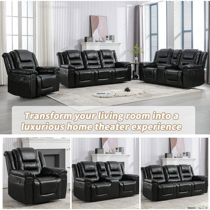360Swivel and Rocking Home Theater Recliner Manual Recliner Chair with Wide Armrest for Living Room,Bedroom, Black