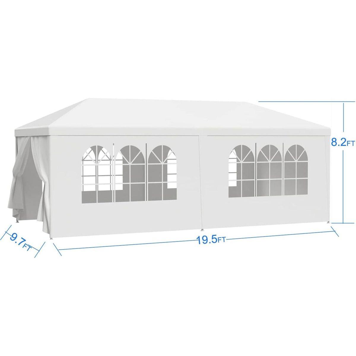 10x20' Wedding Party Canopy Tent Outdoor Gazebo with 6 Removable Sidewalls