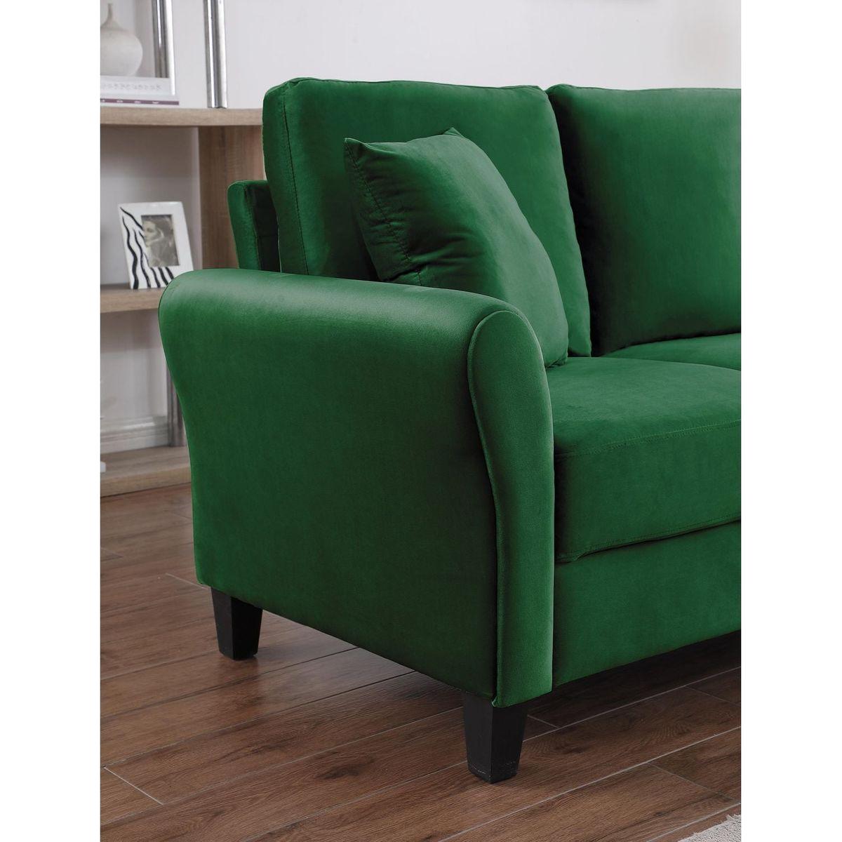 Modern Velvet Couch with 2 Pillow, 78 Inch Width Living Room Furniture, 3 Seater Sofa with Plastic Legs