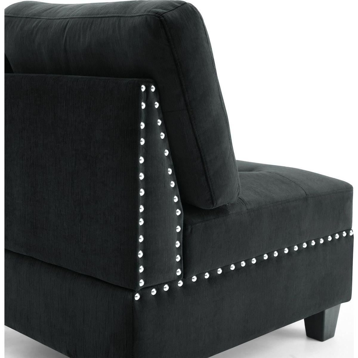 Single Chair for Modular Sectional,Black Velvet (26.5"x31.5"x36")