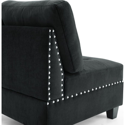 U shape Modular Sectional Sofa,DIY Combination,includes Four Single Chair and Two Corner,Black Velvet.