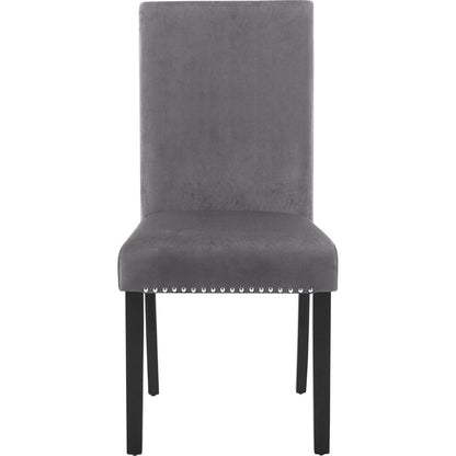 Cobre Contemporary Velvet Dining Chair with Nailhead Trim, Set of 2, Gray