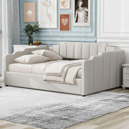 Upholstered Daybed with Underneath Storage,Full Size, White