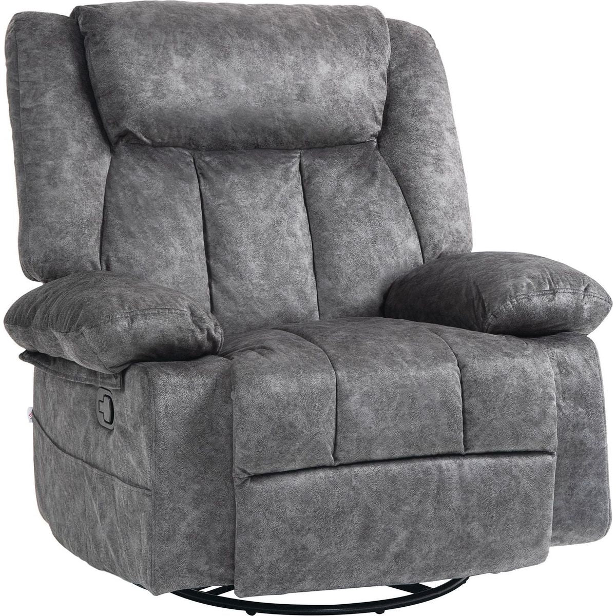 Swivel Rocker Recliner Chair for Living Room, Fabric Reclining Chair for Nursery, Rocking Chair with Footrest, Side Pockets, Charcoal Gray