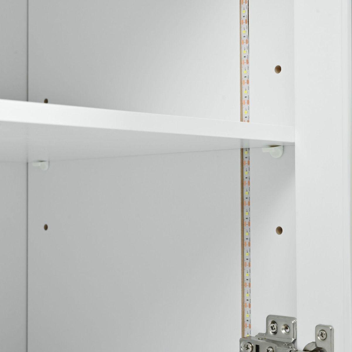 Rolling Kitchen Island With Movable Extended Table, Kitchen Cabinet on Wheels with Power Outlets and 2 Fluted Glass Doors, Kitchen Island with a Storage Compartment and Side 3 Open Shelves, White