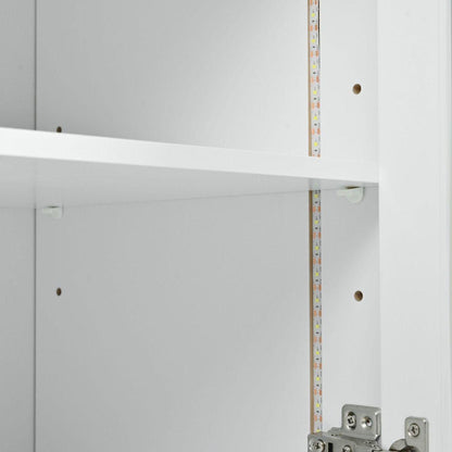 Rolling Kitchen Island With Movable Extended Table, Kitchen Cabinet on Wheels with Power Outlets and 2 Fluted Glass Doors, Kitchen Island with a Storage Compartment and Side 3 Open Shelves, White