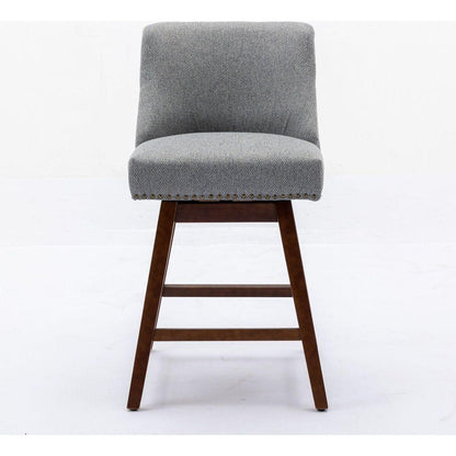 Counter Height Swivel Barstools, 26" H Seat Height Upholstered Bar Stools Set of 2, Fabric in Gray - Streamdale Furniture