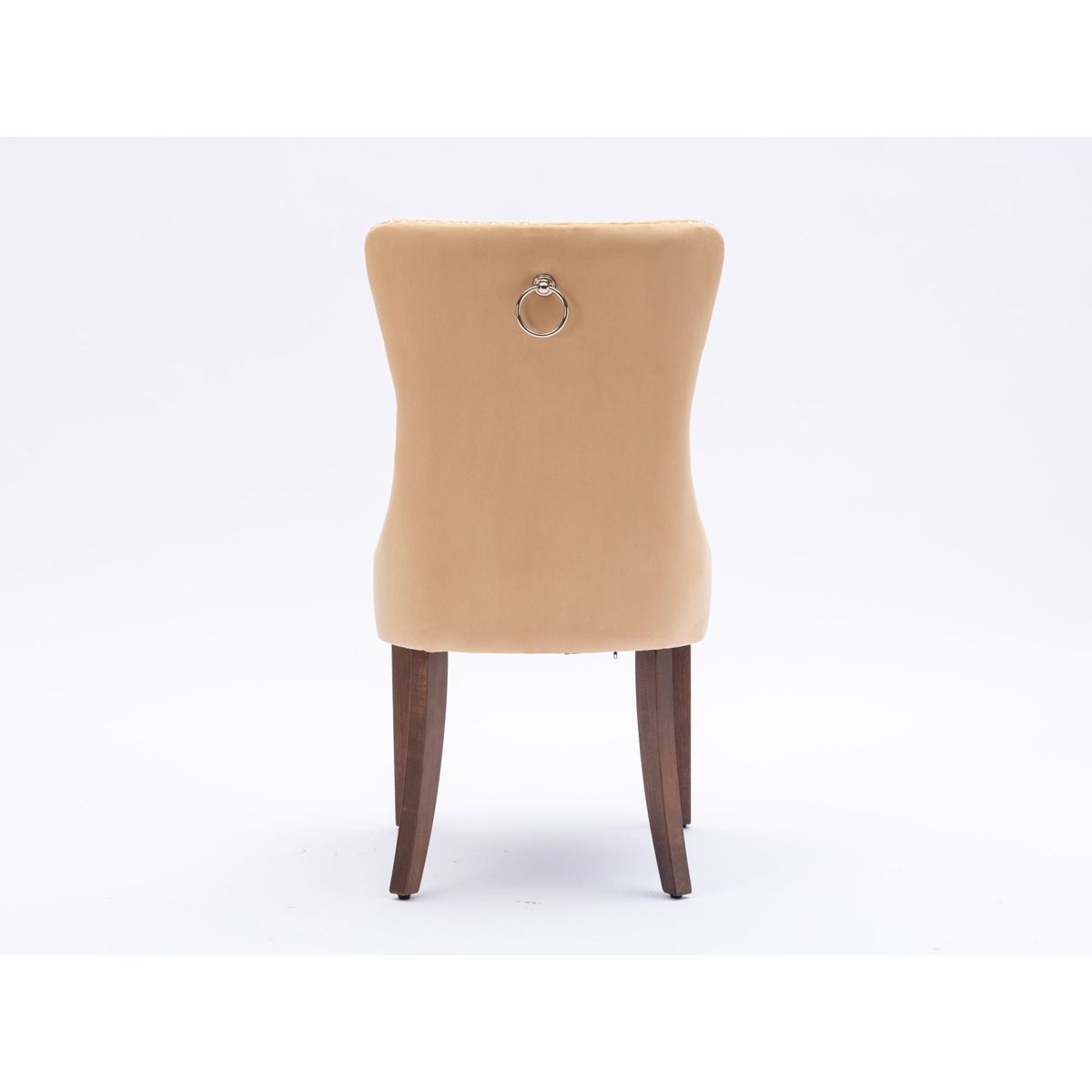 Upholstered Button Tufted Back Pink Velvet Dining Chair with Nailhead Trim and Solid Wood Legs 2 Sets